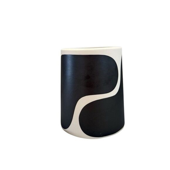 Color Block Pillar Vase By Franca NYC Size Short Black White Abstract - Picture 1 of 6